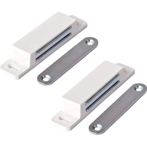 Aimant Porte Placard, Ferme Porte Magnétique Extra Forte - Force de maintien 13kg - Lot de 2 en blanc – Porte de Placard - pour portes, meubles, tiroirs. (1/4)