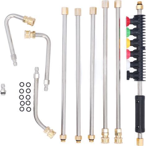 Baguette d'extension pour nettoyeur haute pression, tige en acier inoxydable avec 6 buses (1/5)