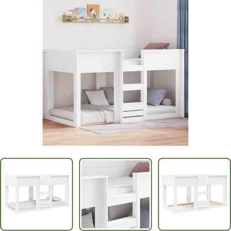 vidaXL Kinderzimmer Bett -  Etagenbett für Kinder Weiß 100 x 200 cm Holzwerkstoff