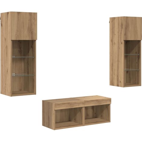 Maison Exclusive - Mobiletti TV da Parete 4 pcs Rovere Nero Legno multistrato