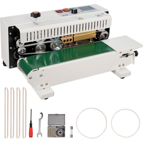 VEVOR Macchina Sigillatrice Orizzontale a Nastro Continuo per Sacchetti, Larghezza Saldatura 6-12 mm Controllo Digitale Temperatura, in Acciaio Carbonio, Sigillatrice Sacchetti Plastica 0,02-0,8 mm