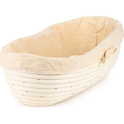 Panier banneton pour pain artisanal, en rotin naturel, 28 cm x 8 cm, forme ovale, pour le levain, la fermentation naturelle et la cuisson maison.-AquaForge (1/5)