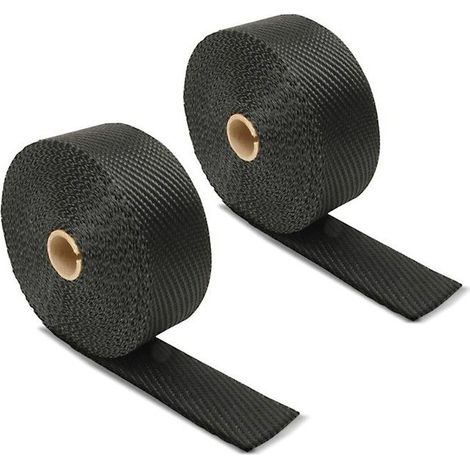 2x Bande thermique moto Craftride Protection thermique echappement 15m noir