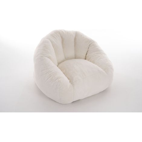 CHICFURN Poltrona a sacco adulti 111x123x75 cm poliestere bianco crema, senza montaggio
