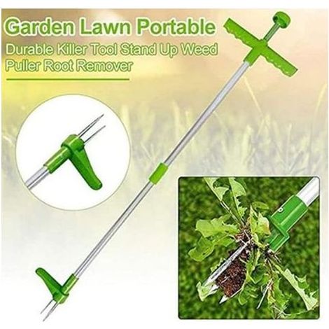 pair Arrache-mauvaises herbes - Extracteur de mauvaises herbes manuel portatif en aluminium à longue poignée pour pelouse de jardin (1/4)