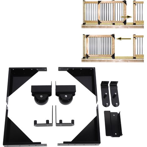 Kit de porte coulissante en acier carbone – 89 pièces – Installation rapide – Roues pour mouvement fluide – Pour usage intensif