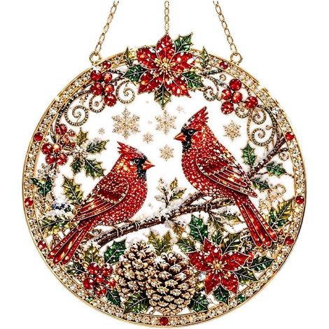 DKit de décoration de Noël en perles et diamants, attrape-soleil, ornement suspendu en acrylique de 20 cm, kit de loisirs créatifs pour adultes et débutants, cadeau idéal pour décorer une fenêtre ou v (1/5)