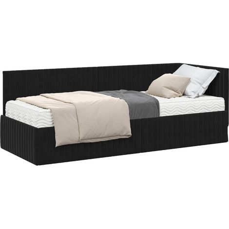 Maison Exclusive - Struttura Letto Angolare con Materasso 2 pcs Nero Velluto (1/5)