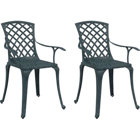 Sedie da Giardino 2 pz Verdi in Alluminio Pressofuso vidaXL (1/5)