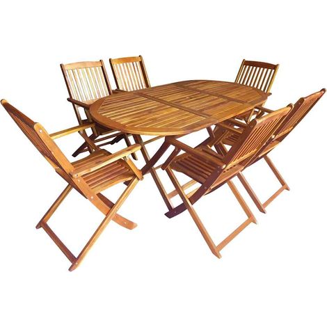 Outdoor Dining Set 7 pcs Brown Solid eucalyptus wood vidaXL (1/5)