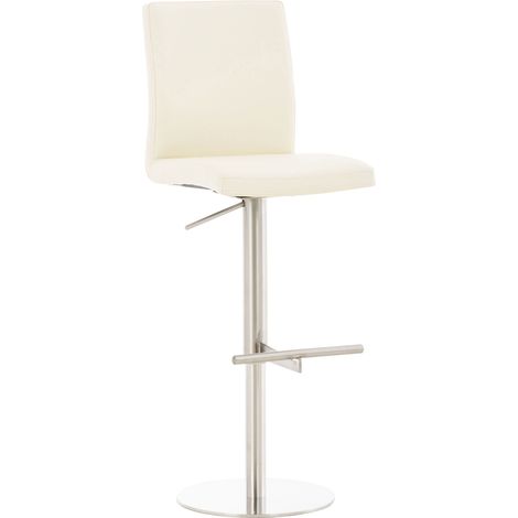 Sgabello bar x1 regolabile in altezza e piattaforma rotonda in metallo girevole a 360° con seduta in PVC panna 100004562