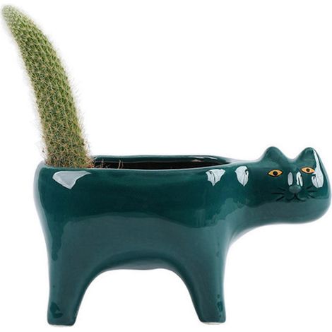 Mignon chat céramique jardin pot de fleurs Animal Image Cactus plante jardinière Succulent plante récipient Tabletop (1/5)