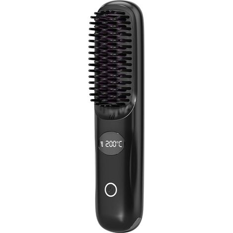 Brosse Chauffante en Céramique Sans 3 Réglages de Température 160-200 °C Brosse Chauffante Écran LCD Peigne Chauffant Électrique pour Lisser (1/5)