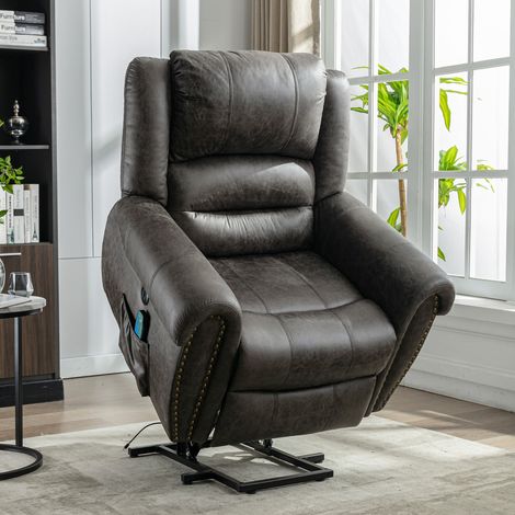 Large Power Lift Recliner Chairs with Massage and Heat for Elderly Big People, Massage Chair Heavy Duty Electric Faux Leather Reclining Chairs (1/5)
