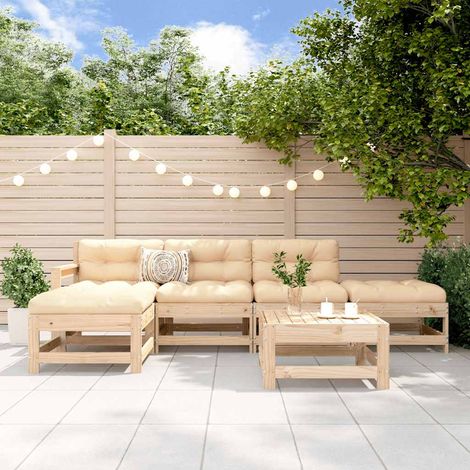 vidaXL Juego de muebles de jardín 6 piezas madera maciza de pino (1/5)