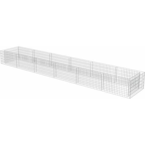Jardinera elevada para plantas y flores fabricada en gavión de acero galvanizado 540 x 90 x 50 cm 020001309