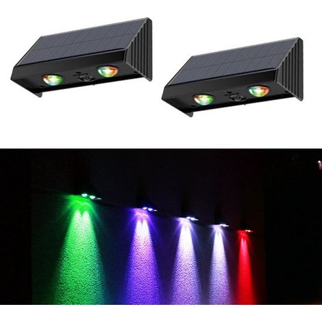luces solares de pared para exteriores，3000K，focos LED impermeables con sensor crepuscular，luces solares para números de casa (1/5)