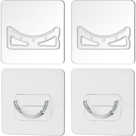 Lot de 4 Supports de Fixation Transparents pour Tringle Télescopique Blanche Ø13mm (TRINGLE NON FOURNIE), Réglable, Sans Perçage, Antidérapant, Compatible Fenêtre, Placard, Cuisine (1/5)