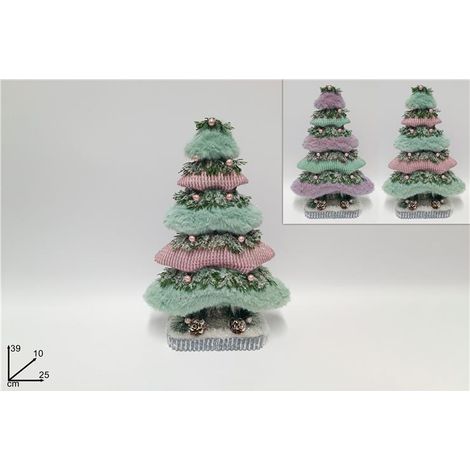 Decorazione Natale Albero Pigne Bacche con Pelliccia 39 cm