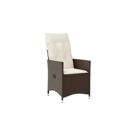 Chaise inclinable de jardin avec coussins marron résine tressée (1/5)