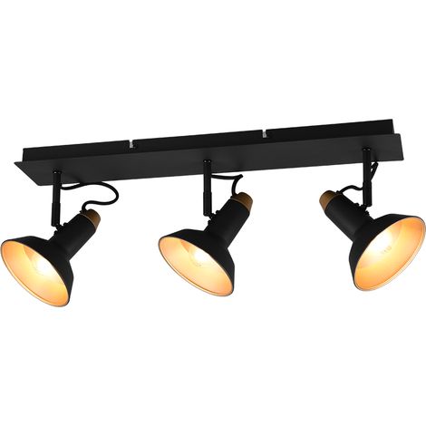Faretto 3 luci, metallo, nero opaco, 60x22,8x13,8 cm, Roxie (1/3)