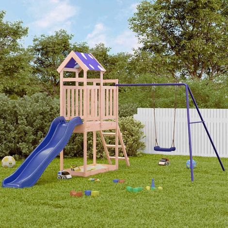 Aire de jeux extérieure : Aire de jeux d'extérieur bois de pin imprégné jeu extérieur enfant, aire de jeu jardin, balançoire enfant , pour jardin, usage domestique , enfant 3-8 ans (1/5)