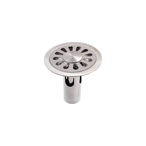 Siphon de sol rond en acier inoxydable brossé 10x10cm – Couvercle creux grande capacité – Drainage rapide pour salle de bain et cuisine