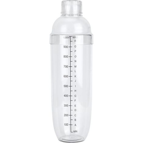Shaker en plastique, shaker à jus efficace, en résine PC de qualité alimentaire pour cuisine, café, maison, restaurant pour bar familial (1000 ml) (1/4)
