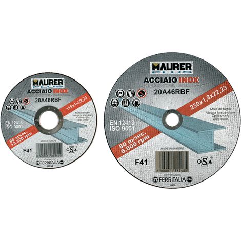 DISCO MOLA x SMERIGLIATRICE 230X1,9X22 MM PER ACCIAIO INOX - MAURER