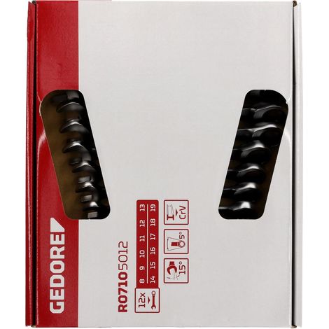 Gedore RED 3300850 R07105012 Kit chiavi combinate 12 parti Misura (metrica) 07 - 29 mm (1/4)