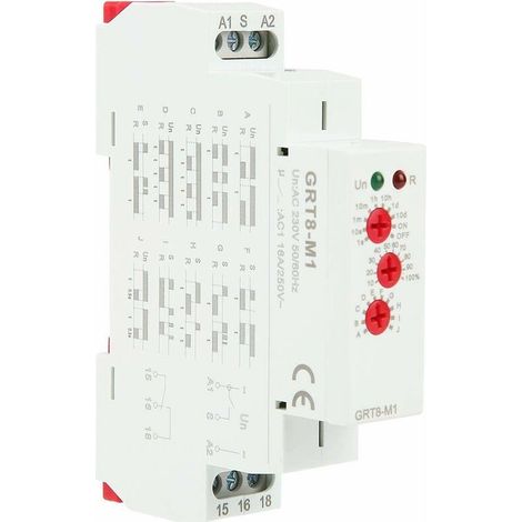 AC 220V Time Delay Relay Switch GRT8-M1 DIN Rail Mount 10 Functions LED Indicators (1/5)