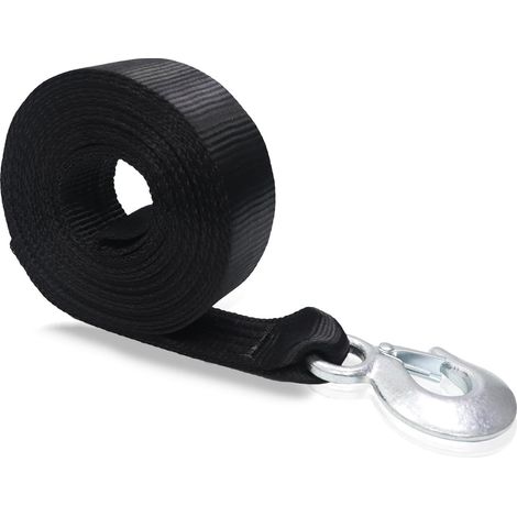 Sangle de treuil de bateau 2 po x 20 pi avec crochet, résistance à la rupture de 18 000 lb, sangle de rechange noire pour bateau, jet ski et remorquage marin (1/5)