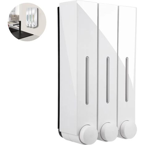 Dispensador de champú y acondicionador de pared recargable cuadrado (2/3 rejillas) (1/5)