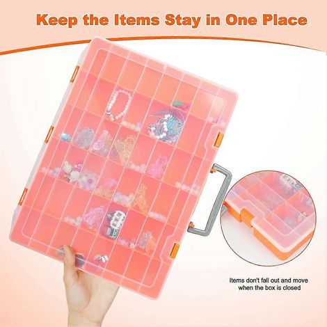 Boîte de rangement en plastique à 48 compartiments avec séparateurs ajustables, boîte de rangement pour perles, boîte à matériel de pêche (1/5)