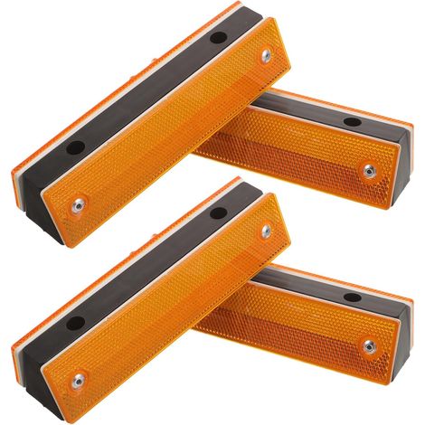Réflecteur Routier Rectangulaire Double Face Orange, Lot de 4 Abs Balises Réfléchissantes pour Route, Signalisation de Chaussée, Visibilité Renforcée sur Voie et Accotement (1/5)