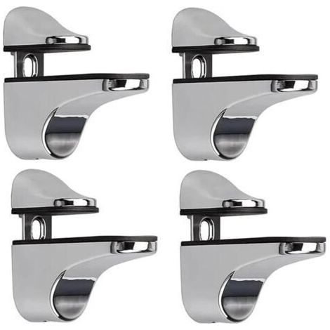 Support D'étagère en Verre Réglable, 4 Pcs Support D'étagère en Verre, Pince en Verre à Fixation Murale, Support pour Étagères en Verre, pour Tablette Verre (1/4)