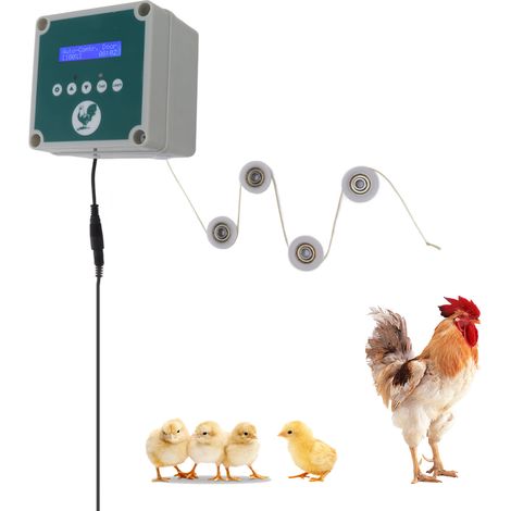 Ej.Life – Contrôleur automatique de porte de poulailler IP44 – Télécommande avec minuterie – Détection de lumière – Alimentation 100 à 240V