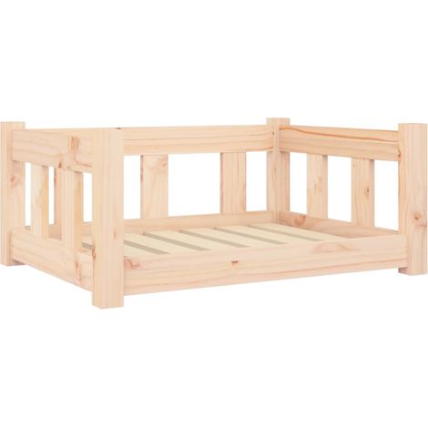 Lit pour chien panier canapé confortable 65,5 x 50,5 x 28 cm bois de pin solide marron (1/5)