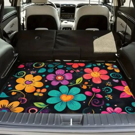Tapis pour coffre de voiture, tapis de protection contre la poussière, résistant à l'usure et à la saleté, facile à entretenir - 75 x 100cm [Velours cristal, fond en plastique]