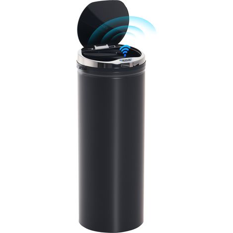 Poubelle automatique avec capteur infrarouge et capacité de 50 L. poubelle de cuisine en acier et plastique. noire. 30.5 x 30.5 x 81.5 cm (1/5)