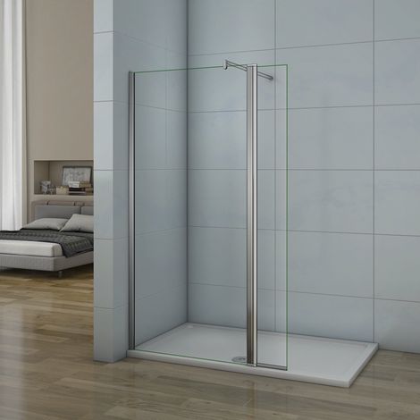 Parete Doccia Walk-in 40cm Munito di Paretina Mobile 40cm Con Barra Stabilizzatrice 70-120cm Vetro 8mm Temperato Trasparente Anticalcare 80x200cm