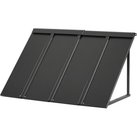 Protection extérieure, auvent de porte 112,5x61 cm en métal avec cadre acier, contre pluie, neige et soleil (1/5)