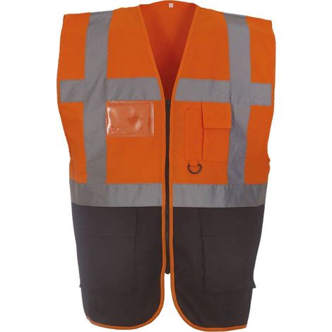 Gilet multifunzione Yoko ad alta visibilità Arancione / Nero S