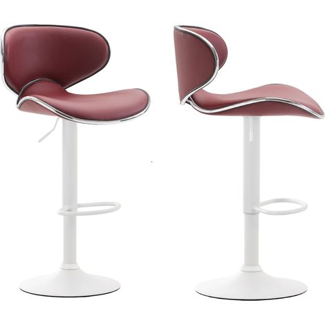 Set di 2 sgabelli da bar dal design contemporaneo con gambe in metallo bianco opaco e seduta in materiale sintetico bordeaux 100000348
