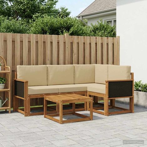 vidaXL Set di divani da esterno 5 pcs Naturale e Beige Poliestere