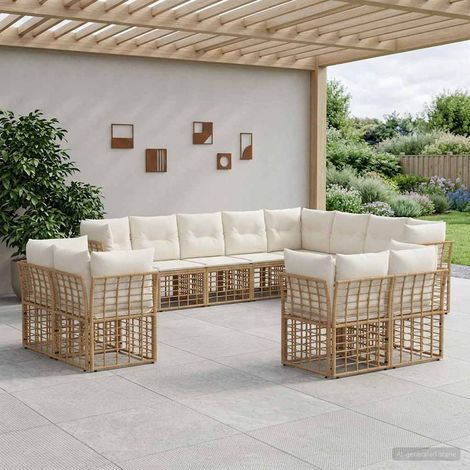 Conjunto de sofás de exterior Natural y Crema Poliéster (1/5)