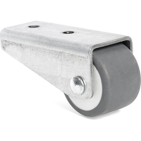 rueda fija anui aro de goma gris d24 h26 soporte de pala larga zincado. (1/3)