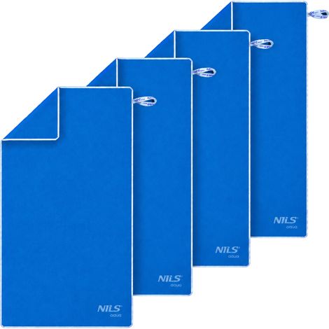 Asciugamano in microfibra 180x100 cm, blu scuro/blu chiaro, confezione da 4 (1/5)