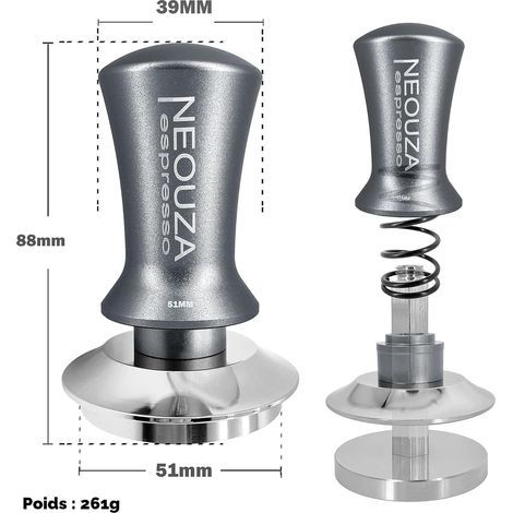 – Tamper à expresso calibré pour machine à café, antiadhésif et auto-nivelant avec poignée raffinée, base plate en acier inoxydable, 51 mm (1/4)