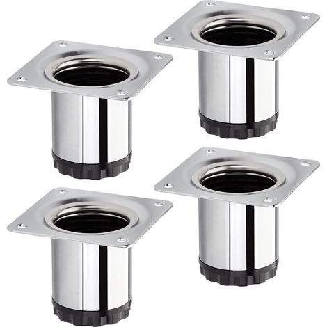 4er Pack - Möbelfuß BRAVO Höhe 50 mm (+ 10 mm) Ø 40 mm Chrom poliert höhenverstellbares Schrankbein aus Stahl Möbelbein belastbar bis 50 kg von SOTECH (1/5)